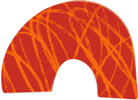 Scribbled Red and Yellow Arched Paper Cut-out