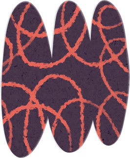 Scribbled Violet and Red Orange Paper Cut-out